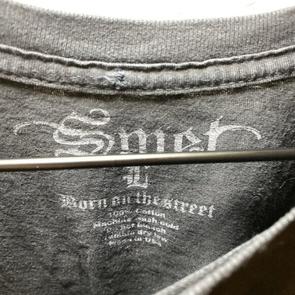Smet Born On The Street Mens Large T Shirt Black Vintage Y2K Double Sided - Picture 3 of 7